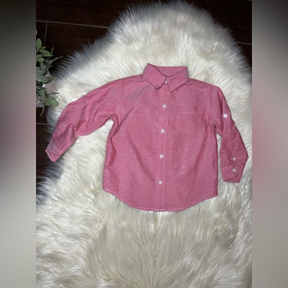Janie and Jack heathered red cotton button down sz 2T